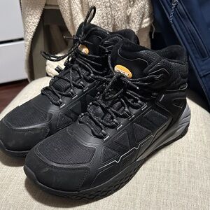 Hi-Tec Men’s Black Athletic Mid-Top Shoes with Orange Logo Accent